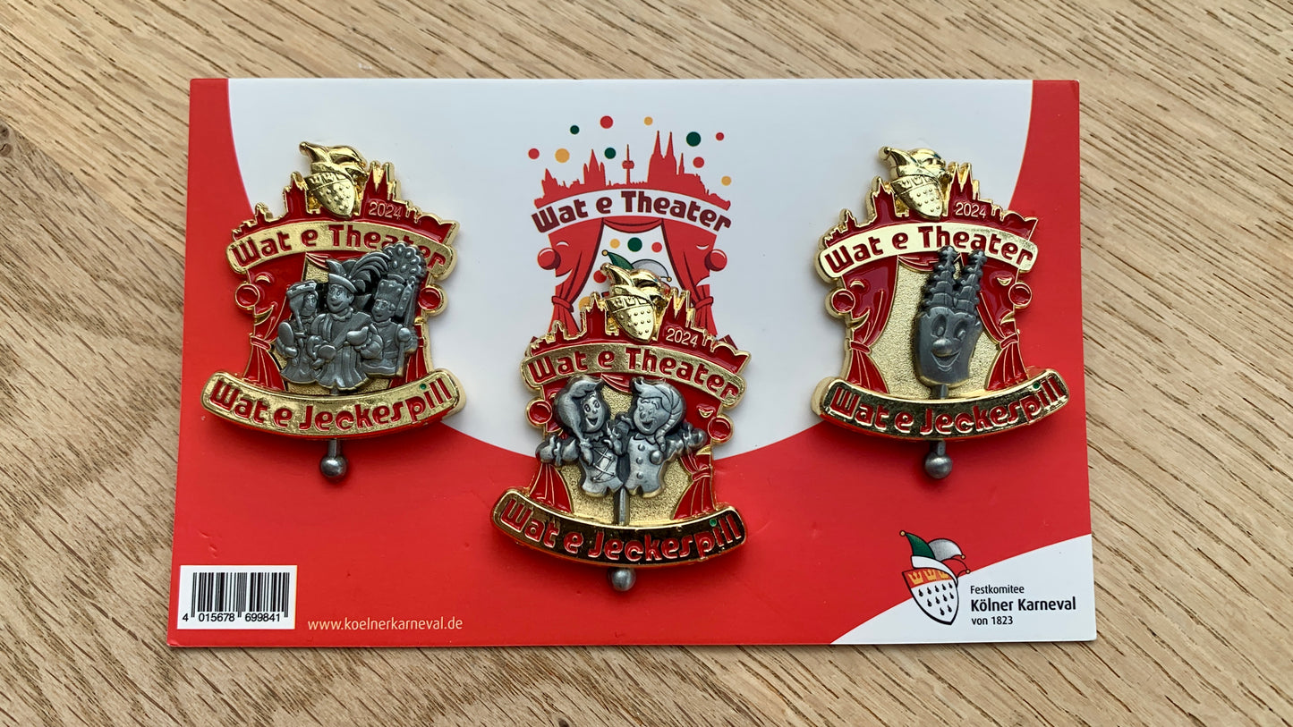 Festabzeichen Kölner Karneval 2024 „ Wat e Theater - Wat e Jeckespill“