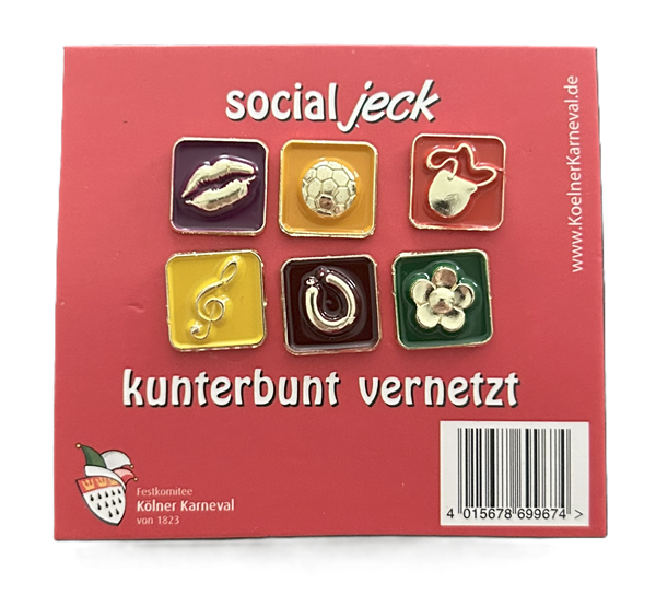 Festabzeichen Kölner Karneval 2015, KLEIN - „Social jeck – kunterbunt vernetzt“