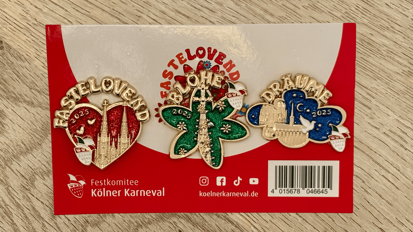 Festabzeichen Kölner Karneval 2025 „ FasteLOVEnd - wenn Dräum widder blöhe“
