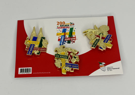 Festabzeichen Kölner Karneval 2023 „ OV KRÜZ ODER QUER“